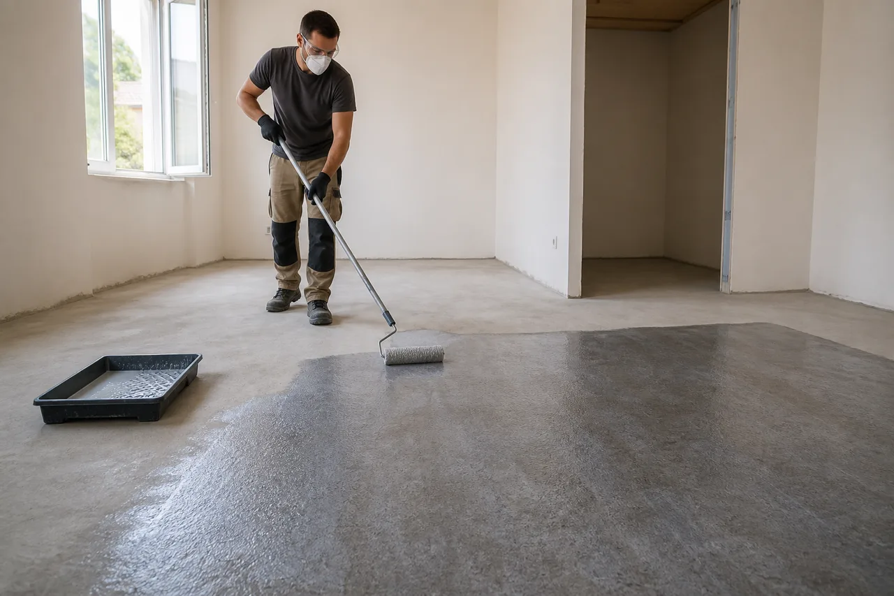 Nanošenje temeljnog premaza valjkom na čistu cementnu glazuru